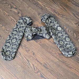 Missguided Black and Gold Puff Sleeve Crop Top